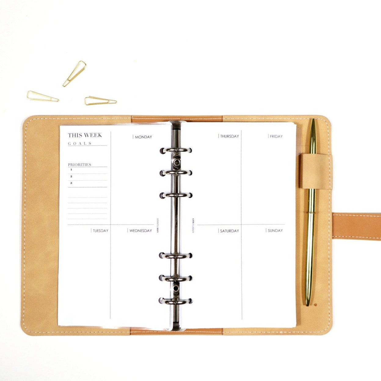 Weekly Admin Planner Inserts, Sunday Start