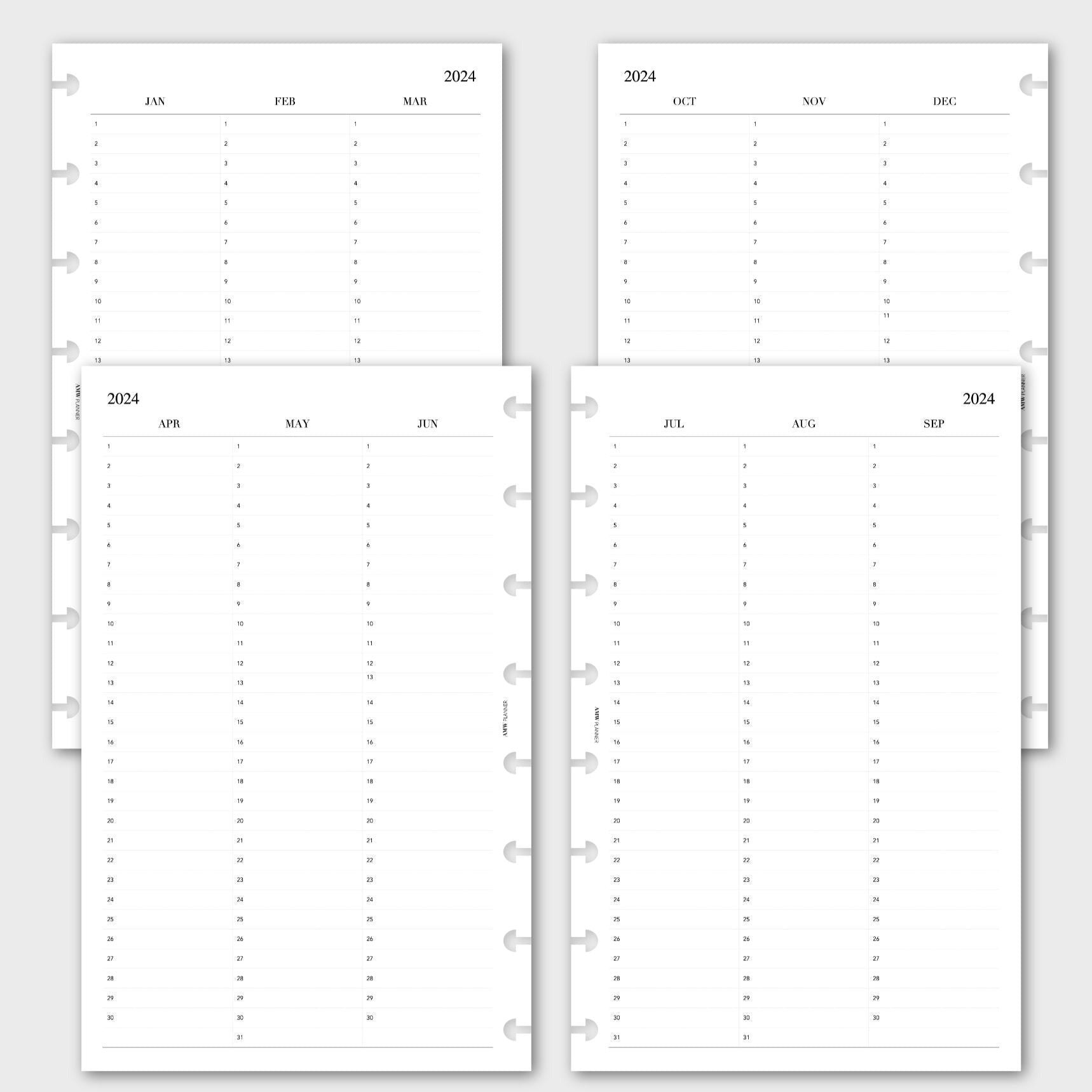 2024 Year at a glance planner - Quarterly