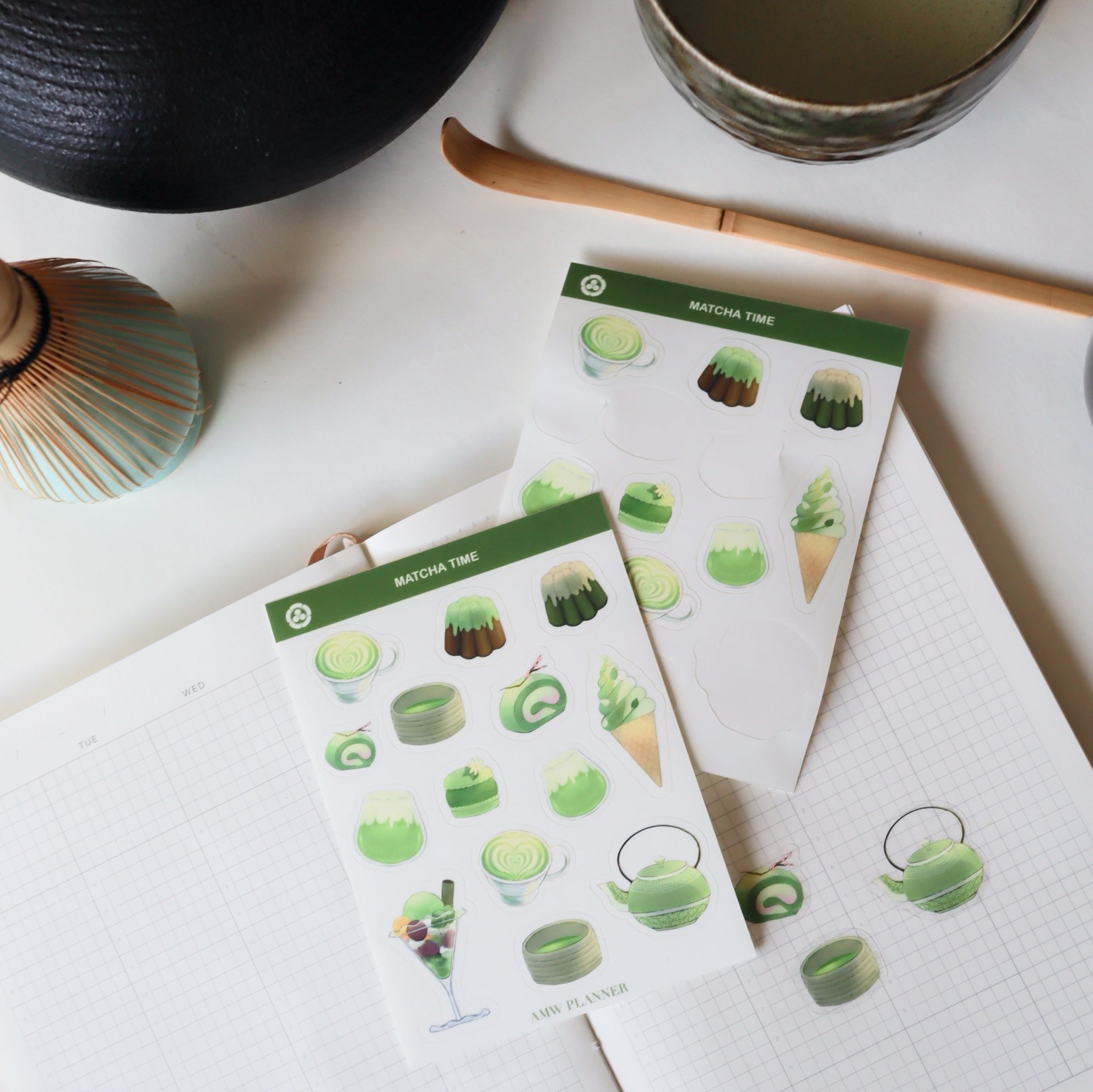 Matcha Time Sticker Sheet | Transparent