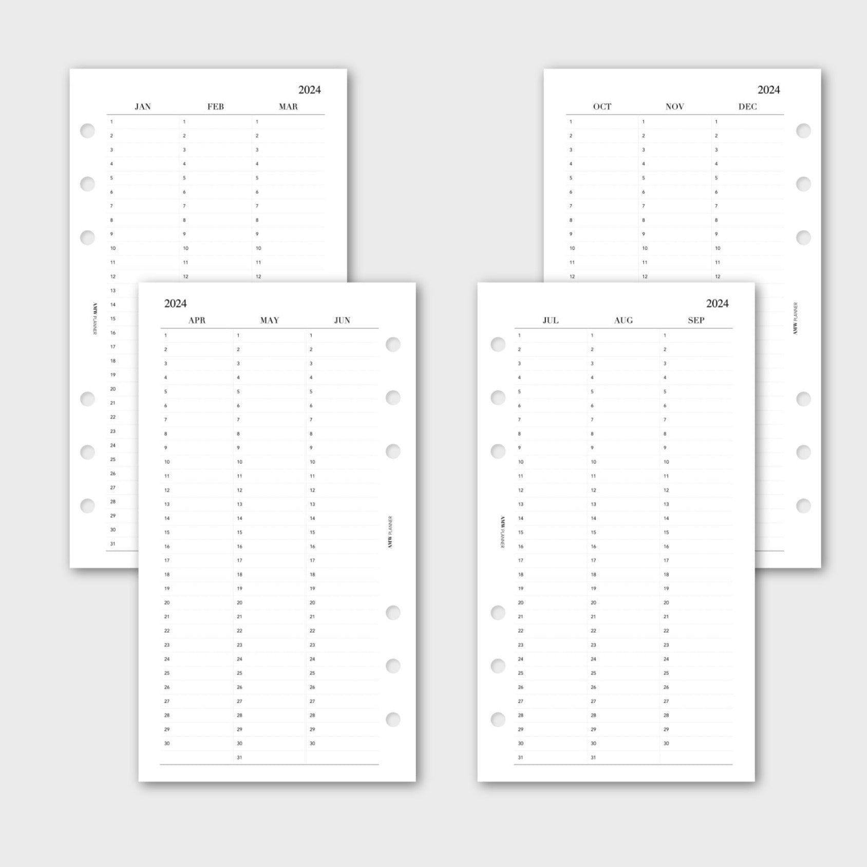 2024 Year at a glance planner - Quarterly