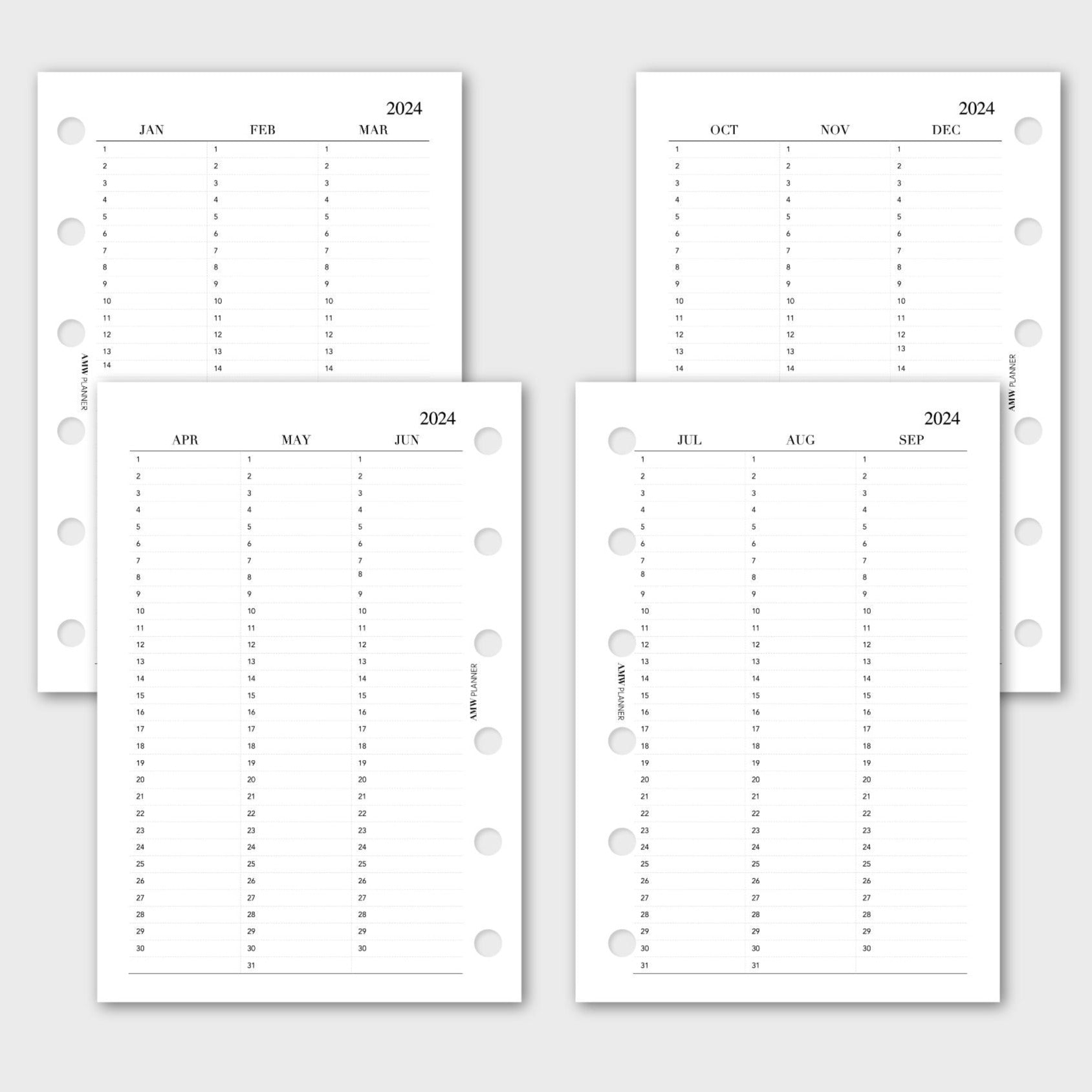 2024 Year at a glance planner - Quarterly