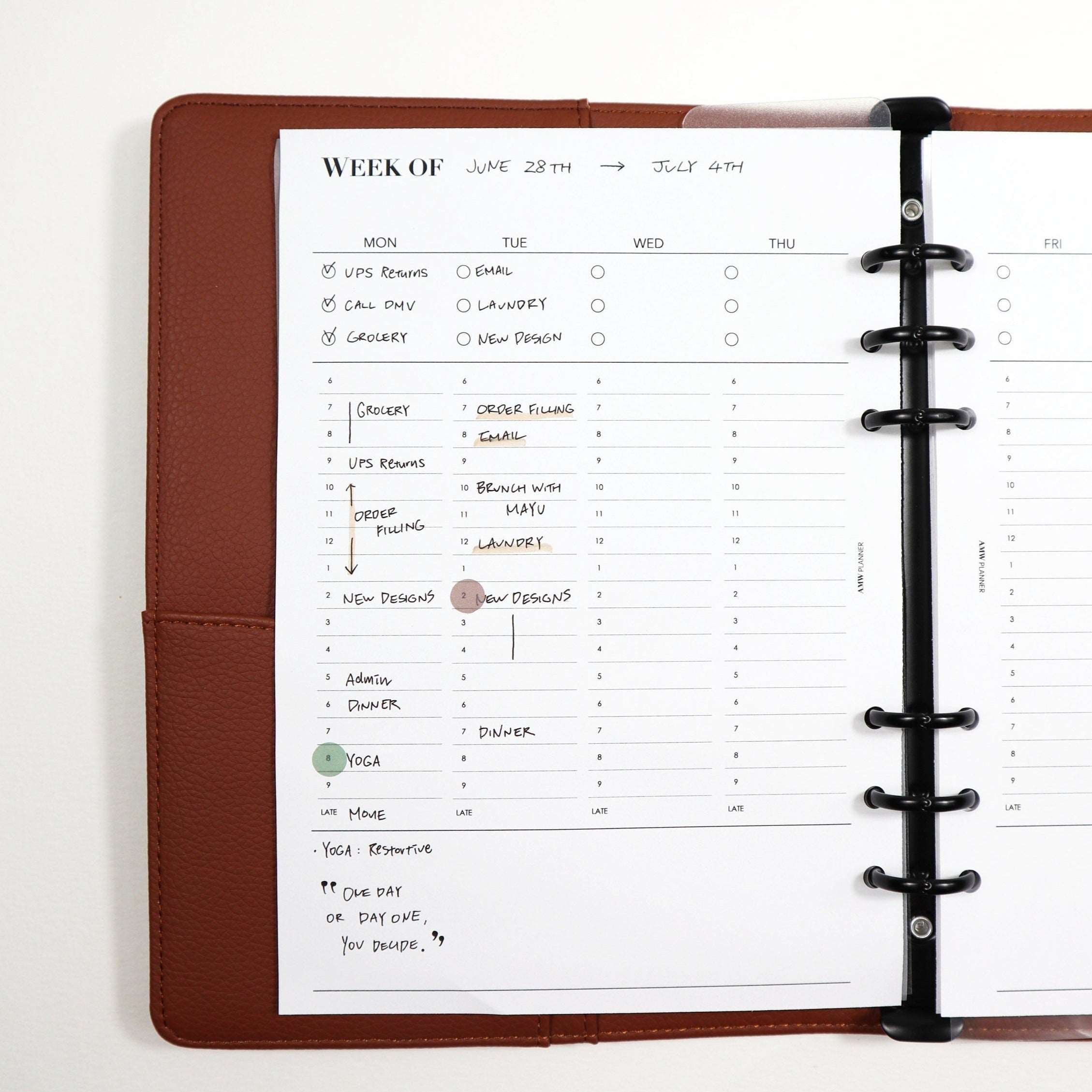 Weekly Vertical Planner Inserts