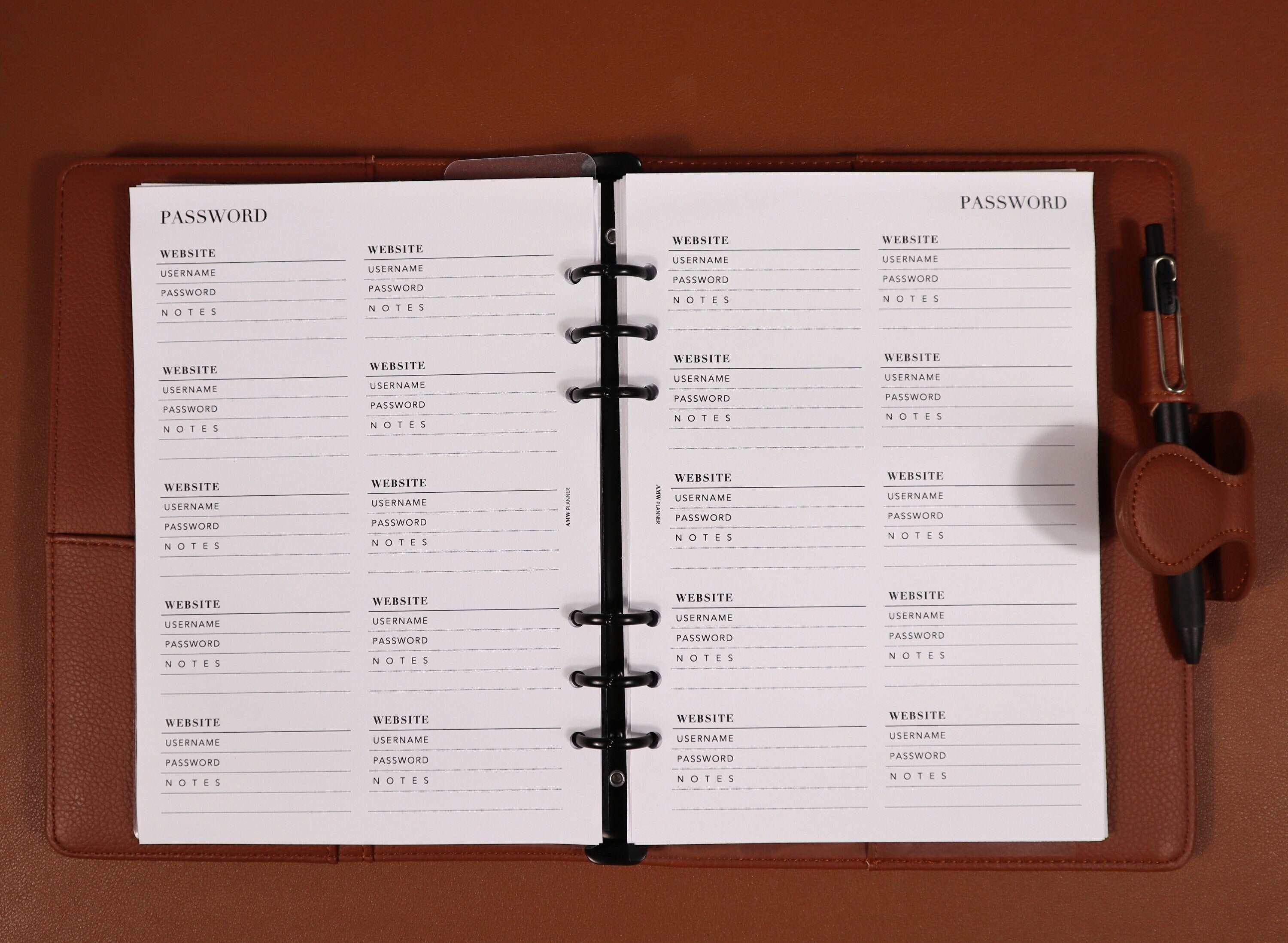 Password Keeper Planner Inserts