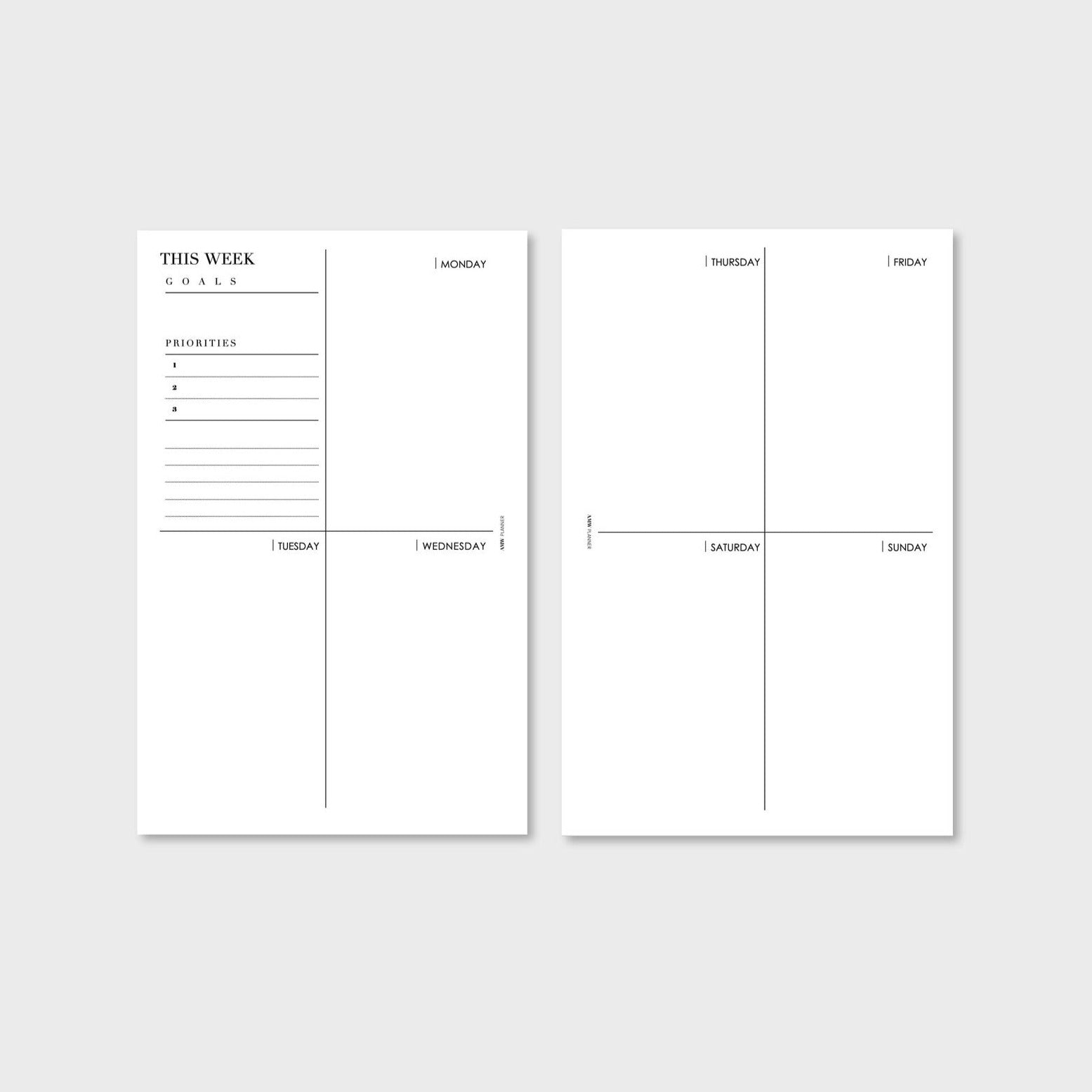 Weekly Box Style Planner Inserts